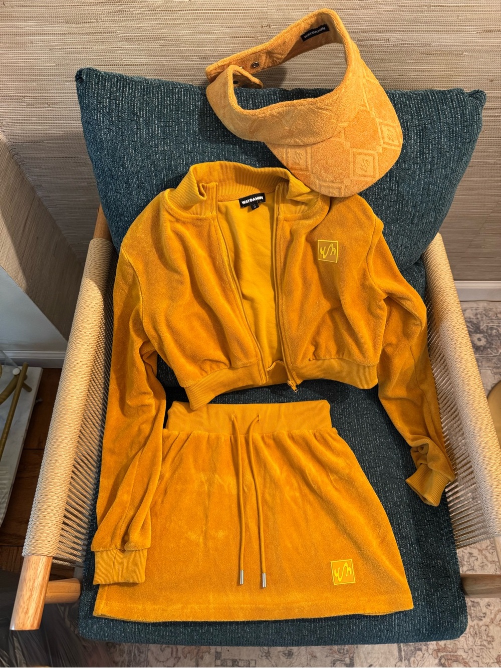 Velour Zip Skirt Set with Visor